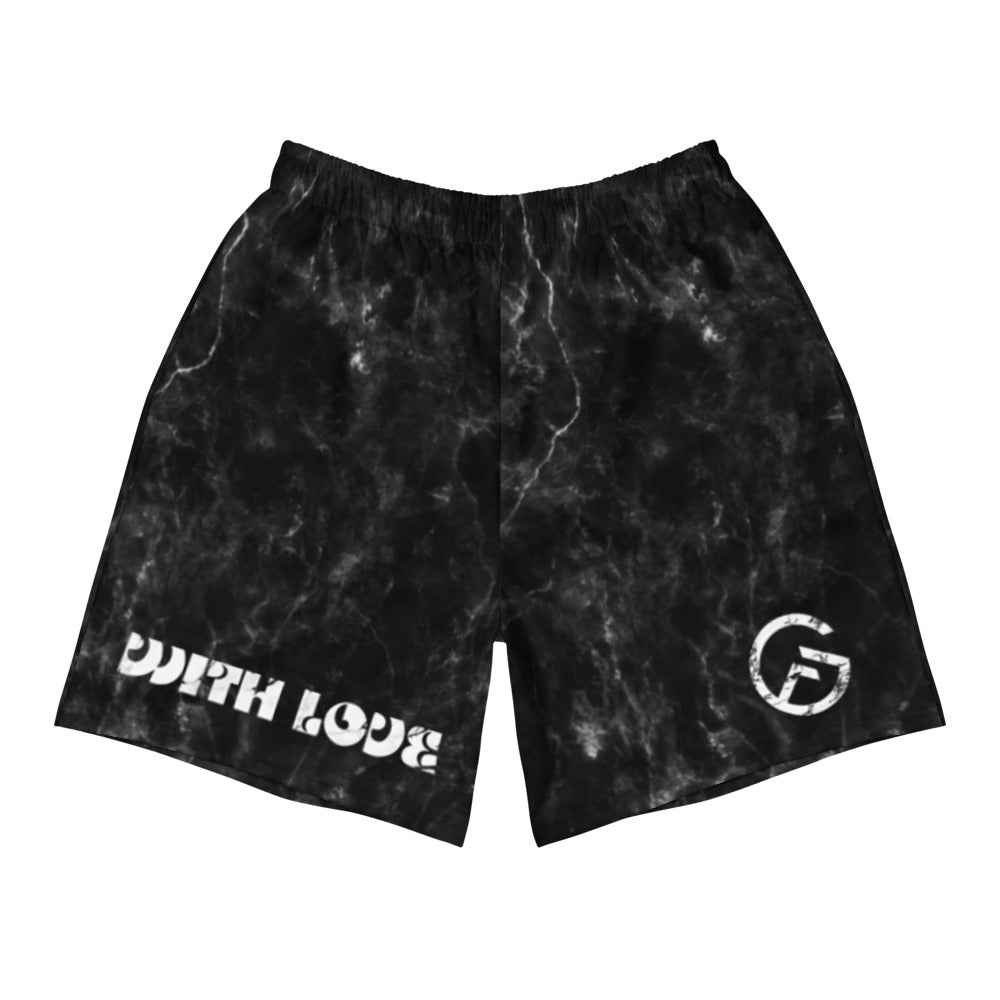 With Love - Black Marble - Men's Athletic Long Shorts